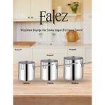 Feyza Design Paslanmaz Çelik 3'lü Cezve ve Sütlük Takımı, Şık ve Dayanıklı Set - Seçenek 1 - Altın - Gri