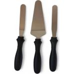 Feyza Design Paslanmaz Çelik 3'lü Pasta Seti, Eğik Pasta Spatulası ve Servis Seti - Altın - Seçenek 1