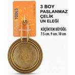 Feyza Design Paslanmaz Çelik 3'lü Un Eleği Seti, Mutfak Süzgeci, Çok Amaçlı Eleme Seti - Cappuccino - Seçenek 1