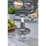 Feyza Design Paslanmaz Çelik El Rondosu 1500 Ml, 3 Bıçaklı Doğrayıcı, Gri Renk - Altın - Gri