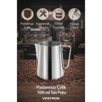 Feyza Design Paslanmaz Çelik Süt Potu, 500 Ml, Kahve ve Espresso Için Mükemmel Pitcher - Seçenek 1 - Altın - Gri