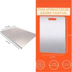 Feyza Design Paslanmaz Çelik Tezgah Koruyucu ve Kesme Tahtası Çift Paket - Altın - Gümüş - Bakır - Seçenek 1