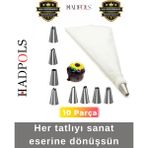 Feyza Design Paslanmaz Çelik Uçlu Pasta ve Kek Süsleme Seti, 10 Parça - Cappuccino