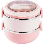 Feyza Design Pembe Paslanmaz Çelik 2 Katlı Yemek Taşıma Kabı, 850ML - Seçenek 1