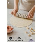 Feyza Design Pratik Çelik 7 Bıçaklı Hamur Kesici ve Şekillendirici Merdane - Açık Bej
