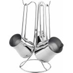Feyza Design Pratik ve Şık 4 Parça Çelik Metal Saplı Cezve Seti - Seçenek 1 - Ahşap - Bej