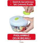 Feyza Design Premium Manuel 3 Bıçaklı Paslanmaz El Rondo, Meyve ve Sebze Doğrayıcı - Ahşap - Beyaz
