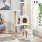 Feyza Design Rahat ve Şık Hamaklı Yuvalı Kedi Tırmalama Evi Beyaz Renk - Seçenek 1
