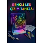 Feyza Design Renkli LED Işıklı Çizim ve Boyama Tahtası Seti + 6 Kalem Hediye - Ahşap - Beyaz - Seçenek 1