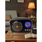 Feyza Design Retro Görünümlü Bluetooth Radyo, Tf Kart, USB ve Fm Destekli Küçük Boy - Ahşap