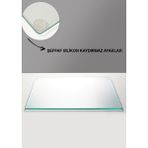 Feyza Design Saydam Temperli Cam Kesme Tablası 25X35 Cm, Şık ve Dayanıklı Kullanım - Ahşap - Beyaz - Seçenek 1