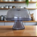 Feyza Design Şeffaf Ayaklı Kek Fanusu, Pratik ve Şık Pasta Sunumu Aracı - Ahşap - Beyaz - Seçenek 1