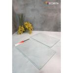 Feyza Design Şeffaf Cam Kesme Tahtası Takımı, 20X30CM, 2'li Set - Ahşap - Beyaz - Seçenek 1