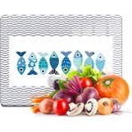 Feyza Design Şeffaf Cam Kesme ve Sunum Tahtası 20X30CM Marine Cute Fish - Ahşap - Ceviz - Seçenek 1