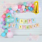 Feyza Design Sevimli Dinozor Temalı Mavi Balon Seti - Eğlenceli Parti Malzemeleri - Seçenek 1