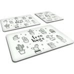 Feyza Design Şık 3'lü Cam Kesme Tablası Takımı, Pratik ve Kullanışlı Set - Ahşap - Beyaz - Seçenek 1