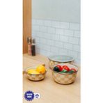 Feyza Design Şık Bej Emaye Ikili Kase Seti, Evinizin Vazgeçilmez Parçası - Ahşap - Bej - Seçenek 1