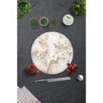 Feyza Design Şık Beyaz Çiçek Desenli Cam Kesme Tabla, 32CM, Modern ve Dayanıklı - Ahşap - Beyaz - Seçenek 1