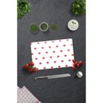 Feyza Design Şık Kalp Desenli Cam Kesme Tablası, 20X30 Cm, Zarif ve Fonksiyonel - Ahşap - Beyaz - Seçenek 1