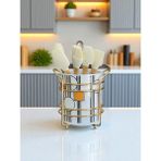 Feyza Design Şık Seramik Dik Kaşıklık, Geometrik Desen, Mutfak Dekorasyonu Için Ideal - Ahşap - Seçenek 1