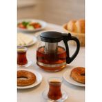 Feyza Design Şık Siyah Kapaklı Cam Demlik 700 Ml, Çay ve Bitki Demleme Için - Ahşap - Seçenek 1