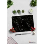 Feyza Design Şık Siyah Mermer Görünümlü Cam Kesme Tablası 30X40CM - Ahşap - Seçenek 1