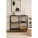 Feyza Design Şık Siyah ve Füme Camlı Dresuar - Modern Antre Mobilyası - Altın - Gri