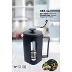 Feyza Design Siyah Camlı French Press 350ML, Şık ve Pratik Kahve Demleme Aracı - Seçenek 1 - Ahşap