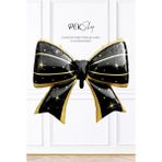 Feyza Design Siyah Gold Detaylı Büyük Fiyonk Folyo Balon Şekilli Balon - 0,5 x 9 cm - Ahşap