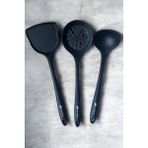 Feyza Design Siyah Ivory Silikon Kepçe ve Spatula Seti, Dayanıklı ve Şık Mutfak Aksesuarı - Ahşap - Seçenek 1