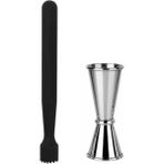 Feyza Design Siyah Mojito Tokmağı ve Jigger Seti, 20.7 Cm, 2.5/5 cl Ölçekli Bar Aleti - Antrasit - Seçenek 1