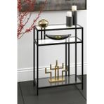 Feyza Design Siyah Temper Camlı Dresuar Konsol Komodin - Modern Tasarım - Ahşap