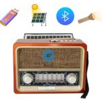 Feyza Design Solar Güneş Enerjili Nostaljik Müzik Kutusu ve Radyo Bluetooth Mp3 Çalar - Ahşap - Ceviz