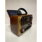 Feyza Design Solar Panel ile Nostajık Radyo, Usb, Bt ve Fm Özellikleriyle Pratik Kullanım - Ahşap - Ceviz