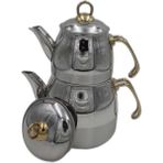Feyza Design Sultana Orta Boy Metal Çaydanlık, Şık ve Dayanıklı Tasarım - Ahşap - Seçenek 1