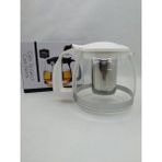 Feyza Design Süzgeçli Yakut Cam Demlik 1250 Ml, Çay ve Bitki Çayı Demliği - Ahşap - Beyaz - Seçenek 1