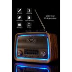 Feyza Design Taşınabilir Bluetooth Radyo, USB ve Tf Kart Destekli, El Fenerli, Nostaljik Tasarım - Ahşap - Ceviz