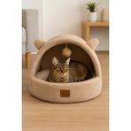 Feyza Design Ultra Yumuşak Çıkarılabilir Minderli Konforlu Kedi Yatağı - Ahşap - Bej - Seçenek 1