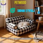 Feyza Design Ultra Yumuşak Serin Etkili Yıkanabilir Kedi ve Köpek Yatağı Koltuğu - Ahşap - Seçenek 1
