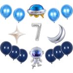 Feyza Design Uzay Temalı Doğum Günü Balon Seti - Sarı Şişirilebilir Balonlar - 52X38 AMERİKAN SERVİSİ 35X35 PEÇETELER - Acem Lalesi Sarısı