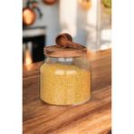 Feyza Design Vakumlu Cam Erzak Kavanozu, 2 Litre, Şık ve Kullanışlı Tasarım - Ahşap - Beyaz