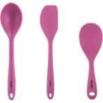 Feyza Design Vişne Renkli Silikon 3’lü Mutfak Seti: Kaşık, Pilav Kaşığı ve Spatula - Amber - Seçenek 1