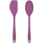 Feyza Design Vişne Renkli Silikon Büyük Kaşık ve Spatula Seti, Dayanıklı ve Şık Tasarım - Amber - Seçenek 1