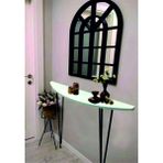 Feyza Design Yarım Ay Oval Dresuar, Beyaz, 60CM, Siyah Ayak, Şık ve Modern Tasarım - Açık Bej