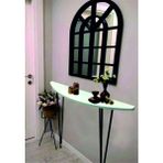 Feyza Design Yarım Ay Oval Kenar Beyaz Dresuar 80CM Siyah Ayak - Ahşap - Bej - Siyah