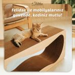 Feyza Design Yatay Oluklu Mukavva Kedi Tırmalama Kanepesi Xlarge Bej Ahşap Renk - Seçenek 1