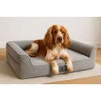 Feyza Design Yüksek Kaliteli Köpek Yatağı Süngerli Kılıflı Sıvı Geçirmez Alezli - Altın - Gri - Seçenek 1