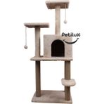 Feyza Design Yüksek Konforlu Çok Katlı Kedi Tırmalama Evi, Eğlence ve Dinlenme Alanı - Ahşap - Bej - Seçenek 1