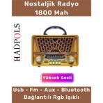 Feyza Design Yüksek Sesli Retro Radyo, Bluetooth, Usb, Sd Kart, Mp3 Müzik Kutusu - Ahşap - Ceviz