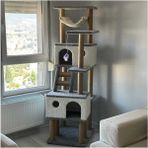 Feyza Design Yumuşak ve Konforlu Hamaklı Yuvalı Tırmalama Evi, Eğlence ve Dinlenme Alanı - Seçenek 1